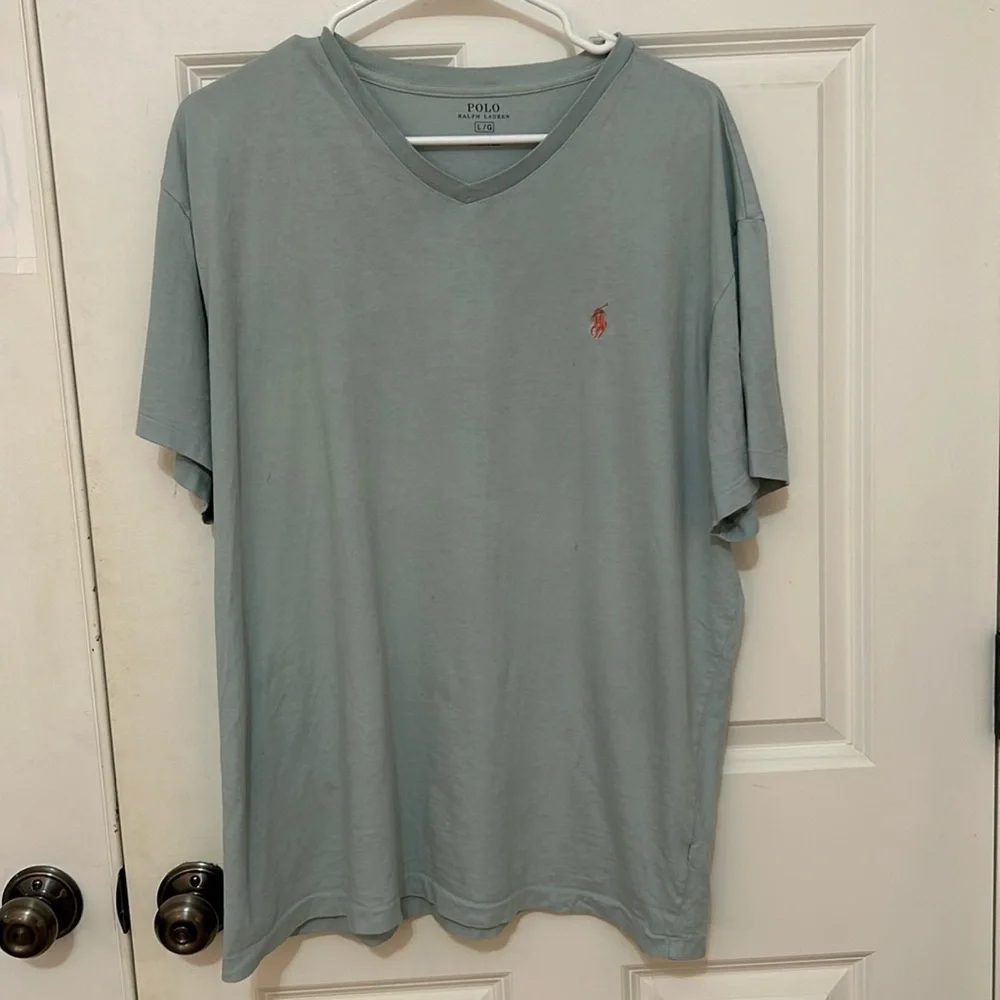 Polo Ralph Lauren v neck t shirt size large green short sleeve cotton